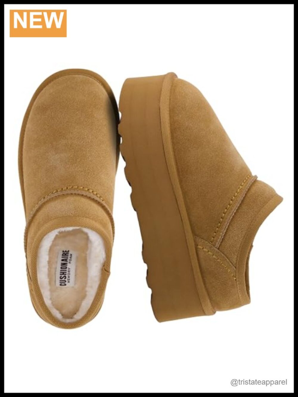 Genuine Suede Platform Slippers for Women - Cozy Memory Foam Slip-On Mules